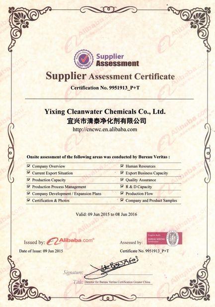 Çin Yixing Cleanwater Chemicals Co.,Ltd. Sertifikalar